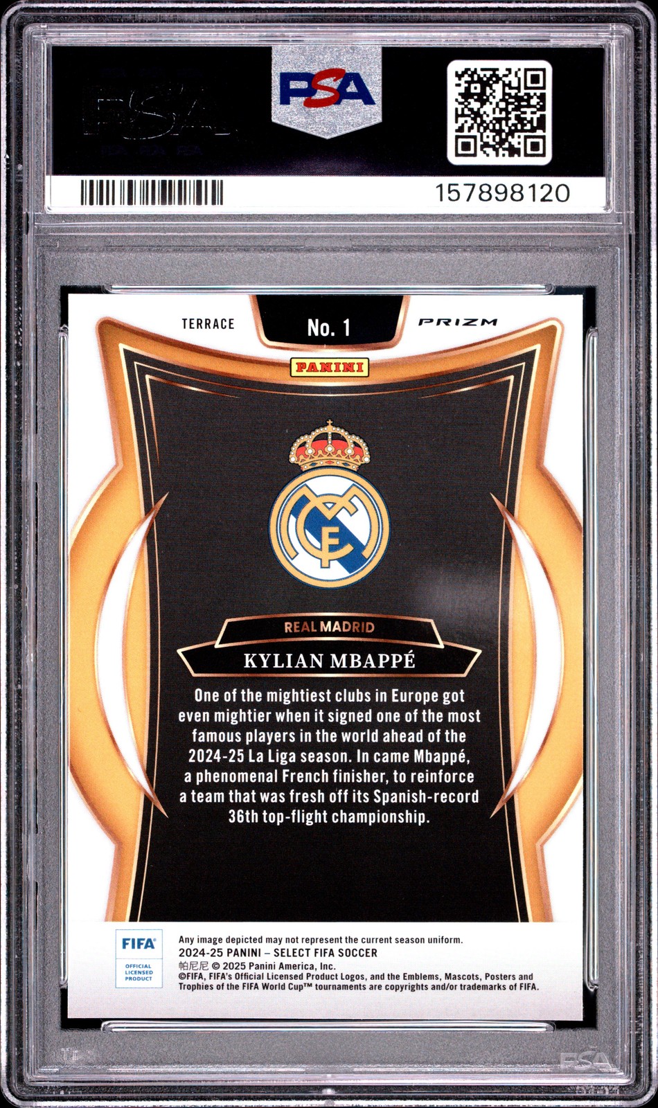 2024-25 PANINI SELECT FIFA PANDORA #1 KYLIAN MBAPPE PSA 8 view 2