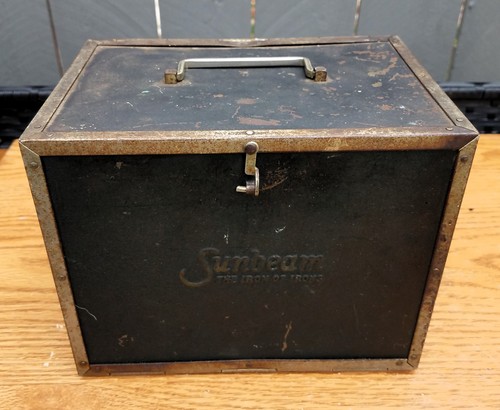 Vintage Original Sunbeam Flat Iron Metal Storage Box