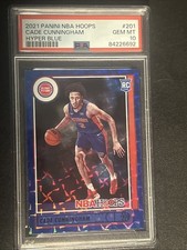 2021-22 NBA Hoops #201 Cade Cunningham Hyper Blue Prizm Rookie RC PSA 10