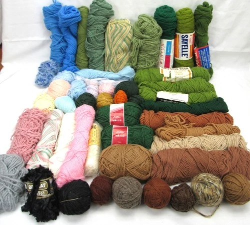 Large Mixed Lot of Vintage Yarn 5+ lbs pink blue green brown and detash - product listing photo