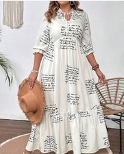 Shein Vcay Plus Size Women's Sz 16 (2XL) Collared Swing Dress White Swiftie NWT