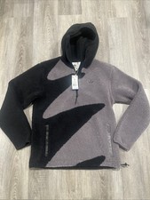 Adidas Premium Fleece "Black/Trace Gray" 1/2 Zip Top IX7342 Loose Fit Men's Sz S