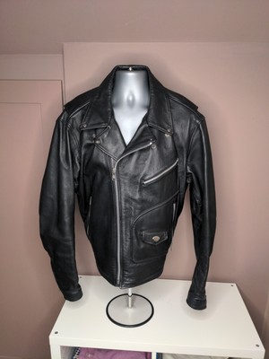Vintage Harley-Davidson schwarze Leder Biker Jacke XL - Top Zustand