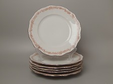 ANTICO SERVIZIO 6 PIATTI PIANI PORCELLANA BIANCA ORO BAVARIA SELTMANN THERESIA