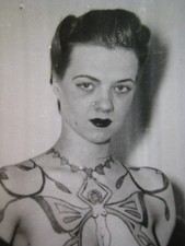 Vintage 7X5 in. Tattooed WOMAN Photo - Sideshow , KOBEL, T-236 TOMMY ULSTIN