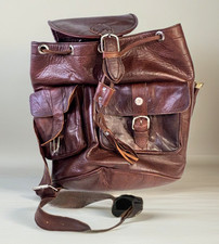Genuine Vintage Handmade 100 Leather Backpack Rucksack travel Bag  Lined