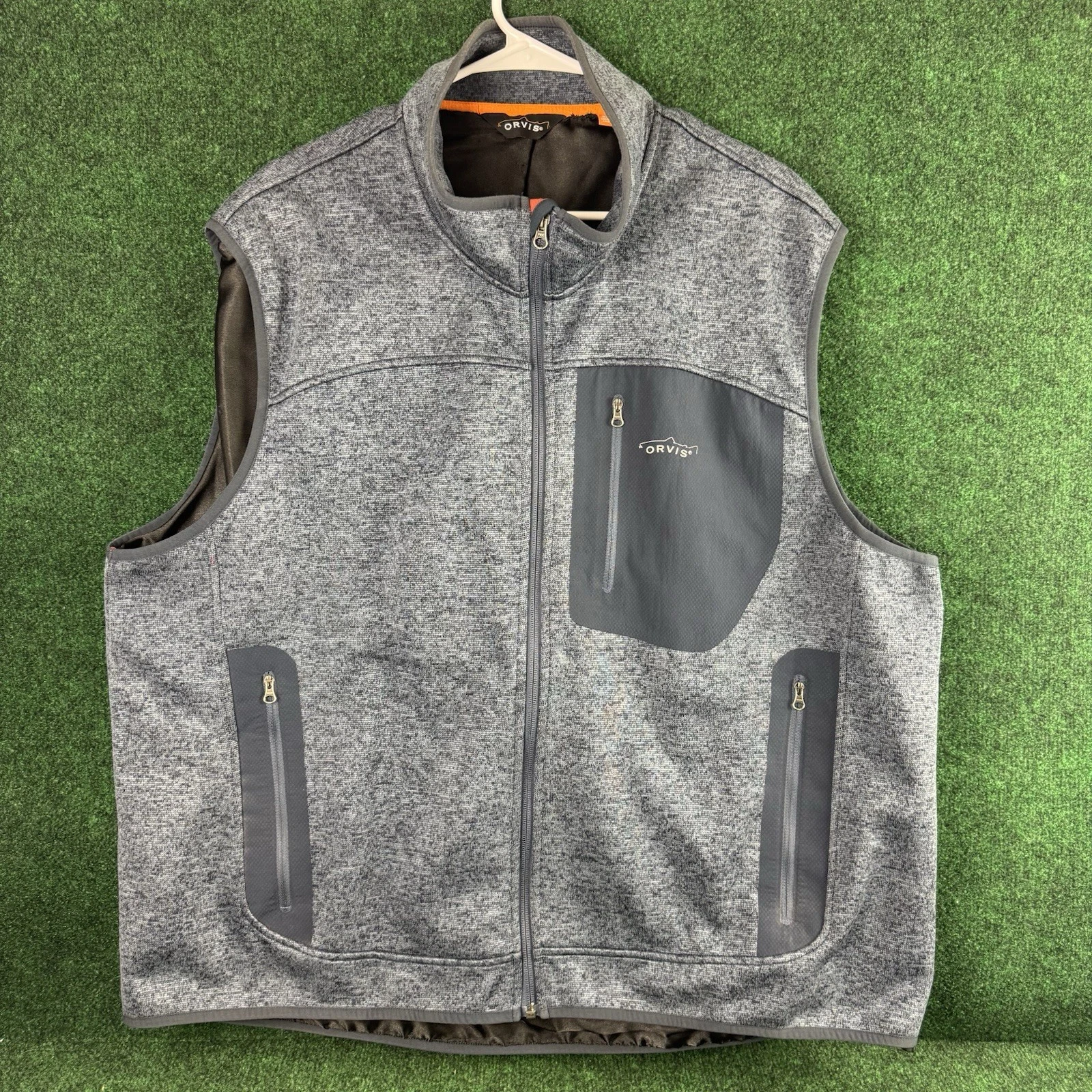 Orvis Men’s Vest Size XXL GRAY Full Zip Fleece Fly Fishing Outdoor Sleeveless