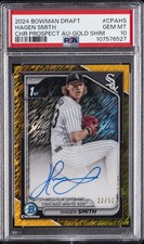 2024 BOWMAN DRAFT CHROME PRSPCT AUTOS GOLD SHIMMER HAGEN SMITH 22/50 PSA 10