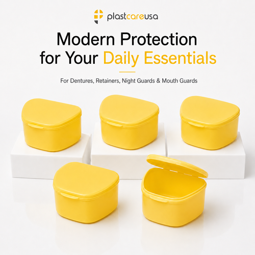 Yellow 40 Pack Bulk Denture Case Bath Holders Retainers Teeth Guards (Sealed) - Afbeelding 2 van 7