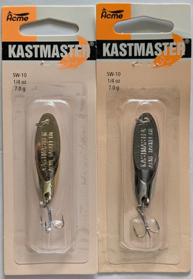 2 Pks.  Acme Tackle KASTMASTER Fishing Lures - 1/4 Ounce - Chrome & Gold - SALE!
