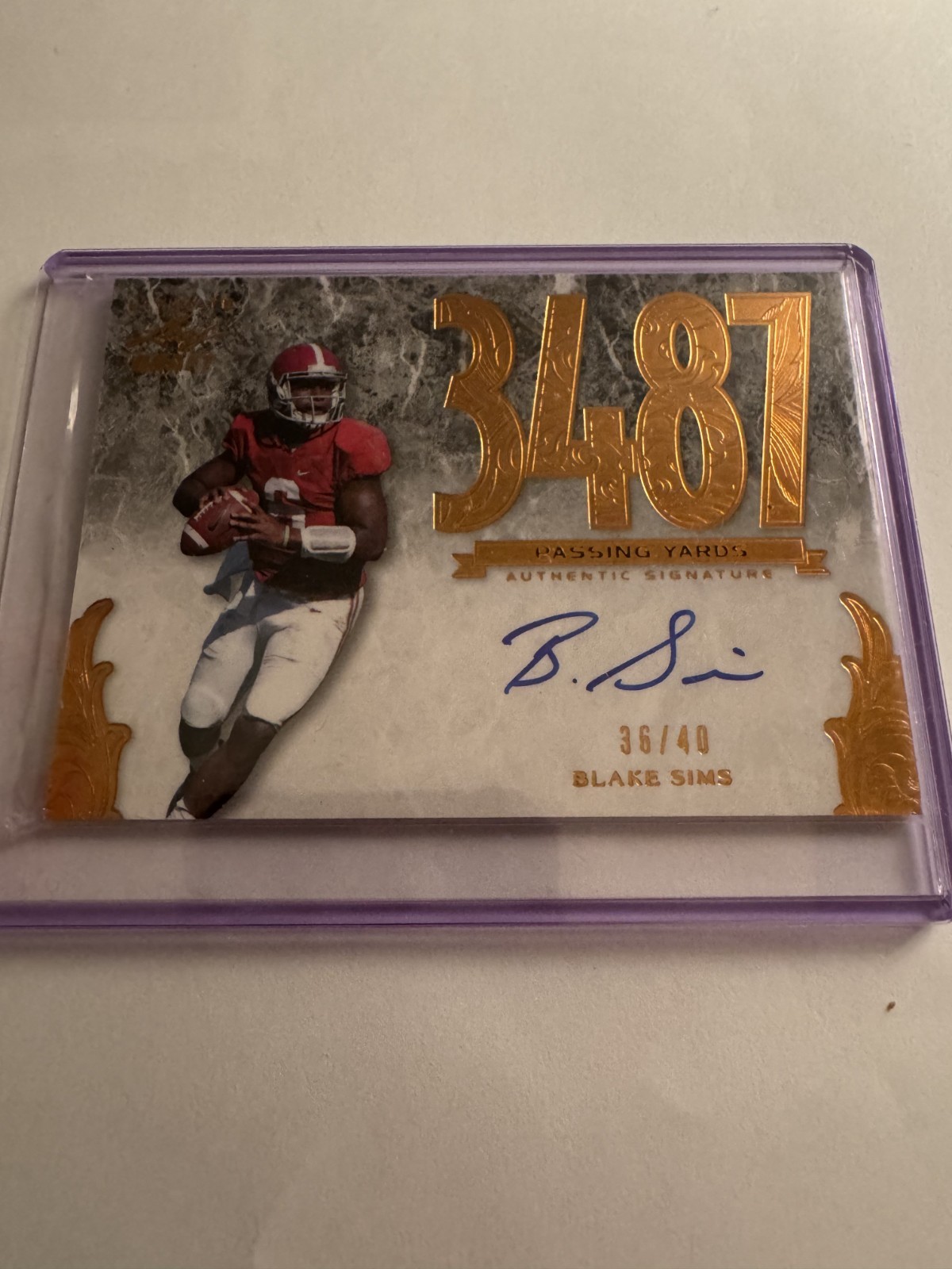 2015 Leaf Ultimate Bronze Foil Blake Sims Auto RC Passing Yards #N-BS1 Alabama