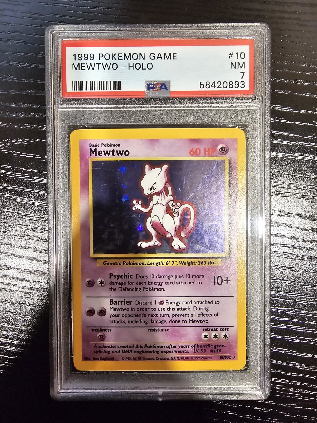 1999 POKEMON GAME #10 MEWTWO-HOLO PSA 7 REGRADE POTENTIAL?