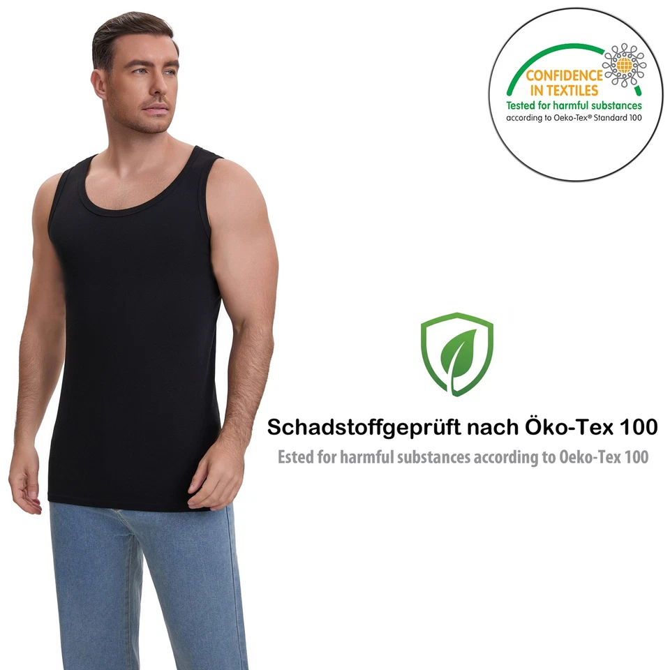 4 Herren Unterhemden +10cm extralang 100% Baumwolle Feinripp Tank Achselhemd Top - Bild 3 von 4