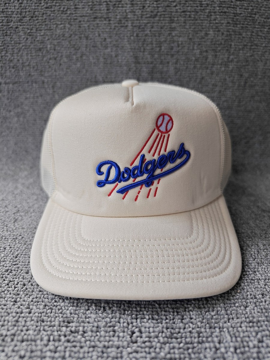 Mitchell & Ness Los Angeles Dodgers Cream Trucker Snapback Hat Nostalgia Co