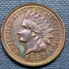 1887 Indian Head Cent 1c High Grade UNC Uncirculated Toned #94263