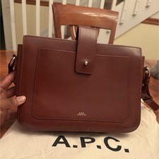 A.P.C. Brown Shoulder Bag for Women Button Accent Snap Closure Silver Hardware