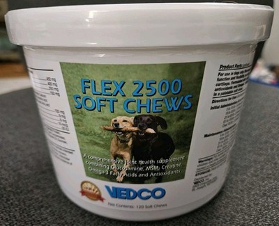Flex 2500 Joint Support for Dogs 120 Soft Chews Vedco New