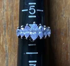 Sterling Silver .925  7-Stone Pink Marquise CZ Ring Sz 6