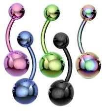 Titanium Plated Metallic Belly Ring 14G 316L Surgical Steel