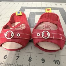 Build A Bear Red Mary Jane Shoes w/ Bow Heart Paw Tags Size 10/13