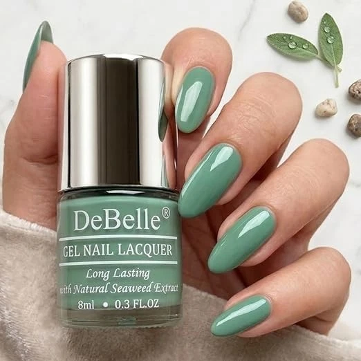 DeBelle Gel Nail Lacquer Asparagus Fern (Sea Green) 8ml Enriched With Natural Se