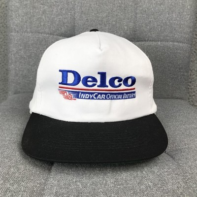 Vintage Delco IndyCar Hat Cap Snap Back One Size White Black Racing Mens 90s