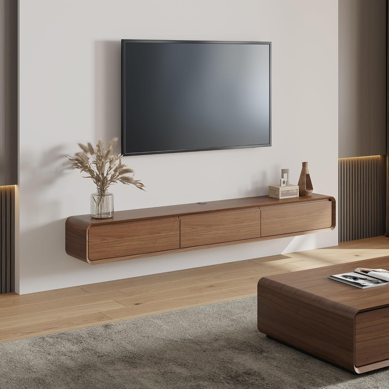 Modern 78" Floating TV Stand, Minimalist Wall-Mounted Entert