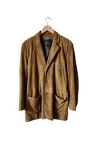 Robert Comstock Endurance Men Suede Jacket Soft Genuine Leather Brown Size 40