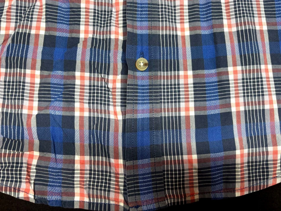 Camisa a Cuadros Ben Sherman Para Hombres Botón Frontal Manga Larga Algodón Azul Marino Blanco Rojo M Foto 3 de 4