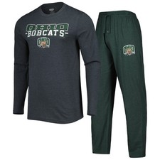 Men's Concepts Sport Green/Charcoal Ohio Bobcats Meter Long Sleeve Top & Pants