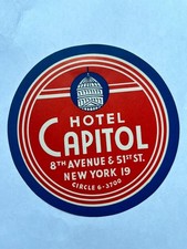 Vintage HOTEL CAPITOL Decal New York, NY