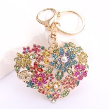 Gold Heart Keychain with Rhinestones: Chic Accessory, Gorgeous Present