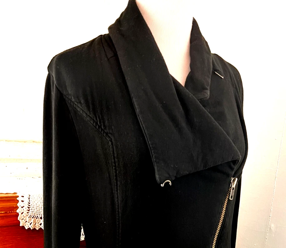 Helmut Lang Jacket Black Villous Asymmetric Hem Knit Sweater Cowl Neck ~ M - Image 2 of 4