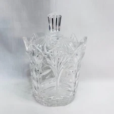 VTG Covered Candy-Trinket-Vanity Dish Clear Scalloped Flora 3.5"Dp x 4"Dia x 6"H