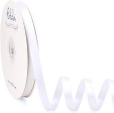 White Satin Ribbon Double Faced Satin 1/2 Inch X Continuous 100 Yards-White Ribb