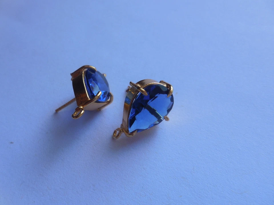 2件装水质坦桑石蓝色石英耳柱珠宝制作宝石耳钉连接器 — 第 3/4 张图片