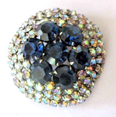 Broche Ancienne Rare Couleur Argent - Bijou Vintage Sertie De Cristaux - Modèle 79 - Bon état