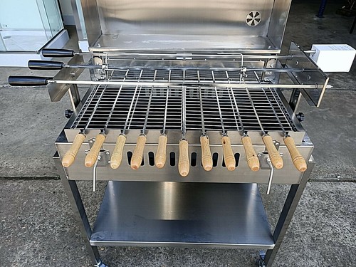 NEW STAINLESS STEEL CYPRUS BBQ SOUVLA SPIT ROTISSERIE With HOOD - Picture 3 of 8