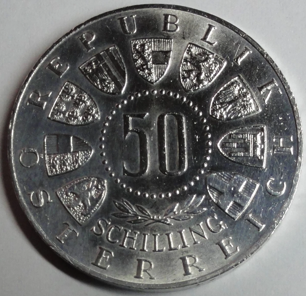 Österreich 50 Schilling SILBER-900 Münze 1963: 600 JAHRE TYROL  st/unz + Kapsel