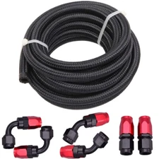 3/8" 20FT Fuel Line Hose Kit Steel Nylon Braided Oil 6AN Swivel Hose End Fitting