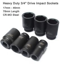 3/4-Inch Drive Deep Impact Socket, CR-MO Steel 78mm Length, Metric 17mm - 46mm