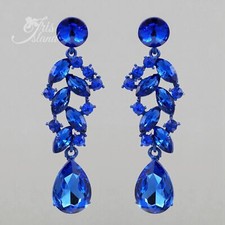 Women Blue Crystal Rhinestone Chandelier Drop Dangle Earrings 02808 Prom Party