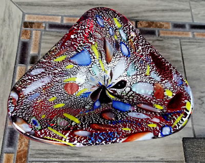 リリ AVEM Murano Glass Bizantino Series Cased Tutti Frutti Bowl Ashtray
