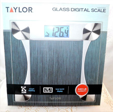 Taylor Glass Digital Silver Bathroom Scale 440 lb. Capacity Model  7595W