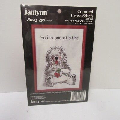 Janlynn Cross Stitch Kit, Suzy's Zoo, Dog, You're One of a Kind, New and Sealed