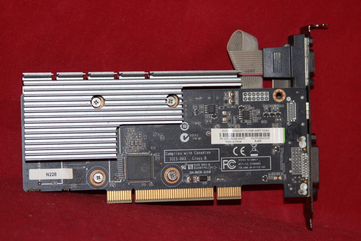 Zotac GeForce GT610 512MB 64BIT DDR3, PCI Graphics Card. (ZT-60604