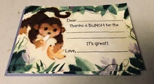 Hallmark Kids Thank you Notes Monkey Thanks a Bunch set of 6 w/purple envelopes