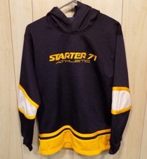 Starter Athletic Boy's Youth Pullover Hooded Jacket Size L 14/16 Blue Yellow