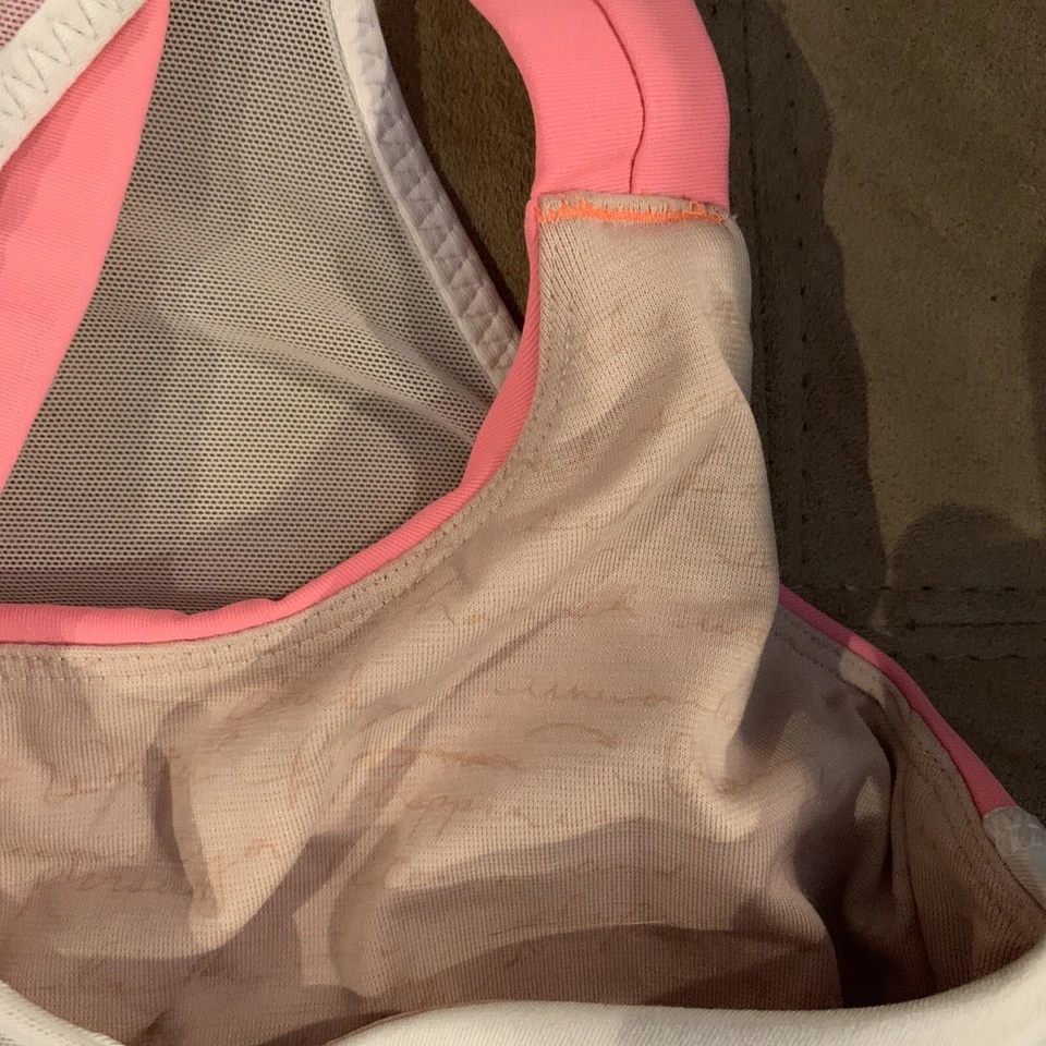 Lululemon 6 Ready, Set, Sweat Bra White / Very Light Flare Orange Mesh Zip Cups - Image 4 of 4