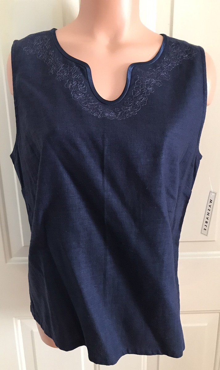 NORTON McNAUGHTON, Sz 14, 55% Linen/45% Rayon, Sleeveless, Top w